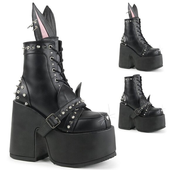 Chunky Platform Goth Punk Kitty Kat Bunny Ankle Boots - Picture 15 of 15